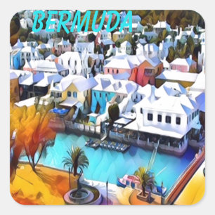 Adesivo Quadrado Neon Pop Art Bermuda Square Sticker