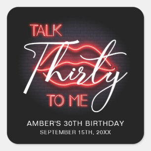 Adesivo Quadrado Neon Red, 30ª Festa de aniversário