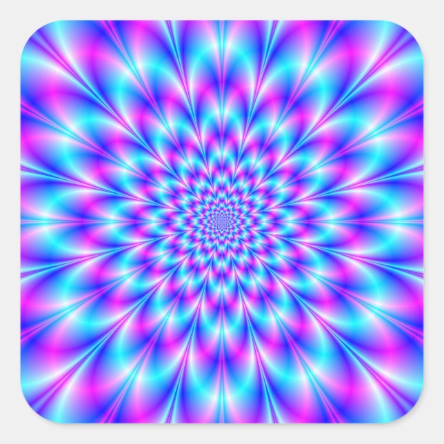 Adesivo Quadrado Neon Rosette em Azul e Rosa (Frente)