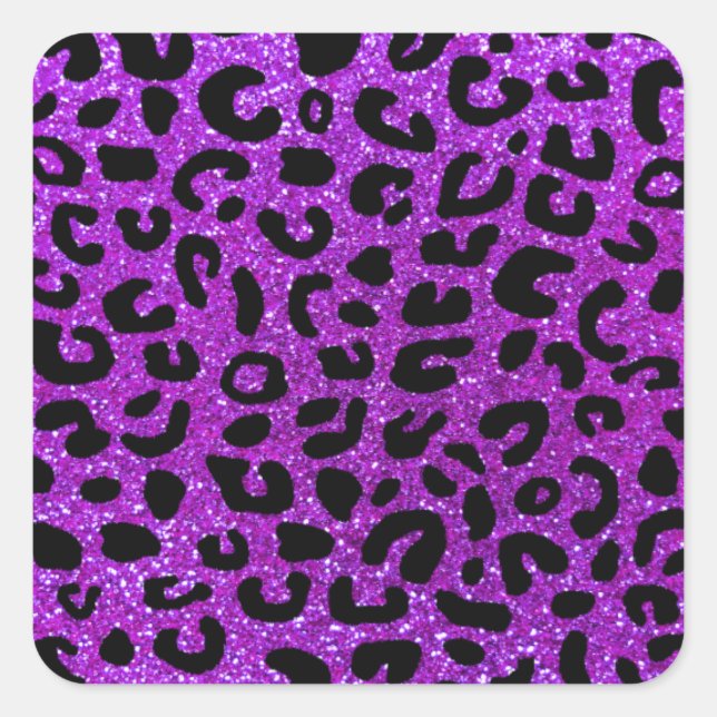 Adesivo Quadrado Neon roxo Cheetah impressão (Frente)