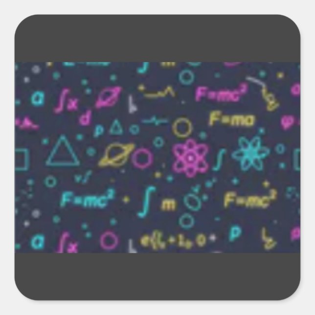 Adesivo Quadrado Neon Science & Math Formulas Pattern Sticker | Phy (Frente)