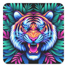 Neon Tiger e folhas da selva
