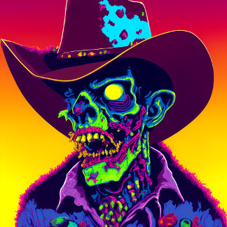 Adesivo Quadrado Neon Zombie Cowboy