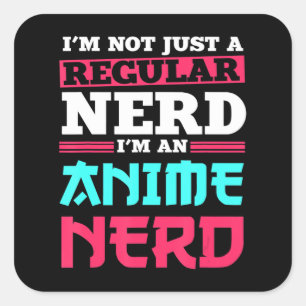 Adesivo Quadrado Nerd de anime manga de arte Cosplay Otaku Gift