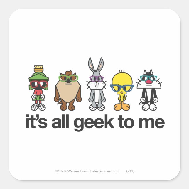 Adesivo Quadrado NERD LOONEY TUNS™ - Todos Geeks para mim (Frente)