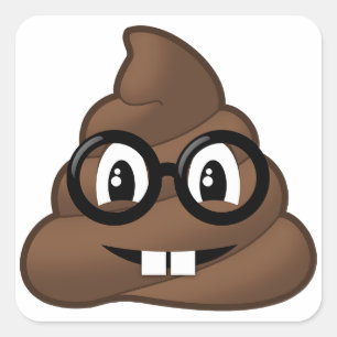 Adesivo Quadrado Nerd Óculos Poop Emoji