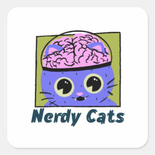 Adesivo Quadrado Nerdy Cats, Design do cérebro