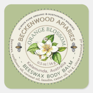 Adesivo Quadrado Neroli Laranja Amargo ou Abelhas De Mel