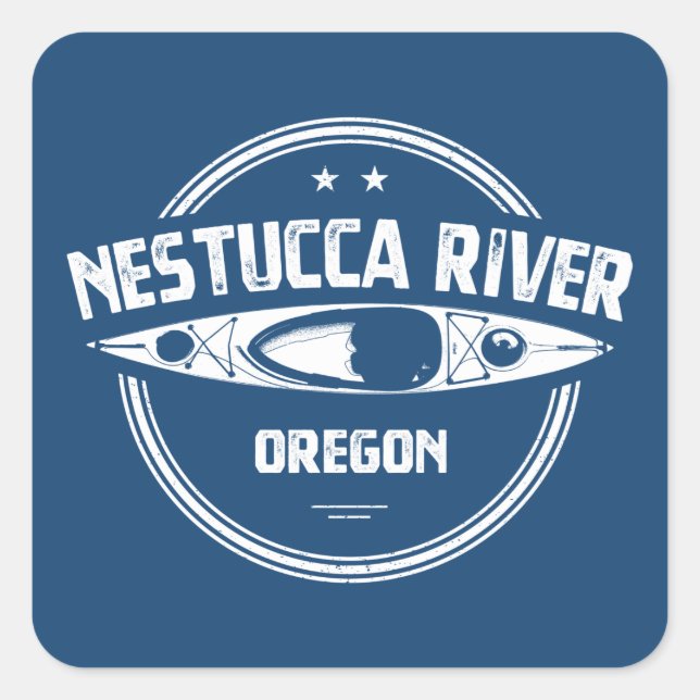 Adesivo Quadrado Nestucca River Oregon Kayaking (Frente)