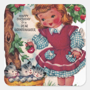 Adesivo Quadrado neta do feliz aniversario do vintage dos anos 30