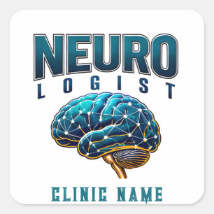 Adesivo Quadrado Neurologista Design Médico Cerebral
