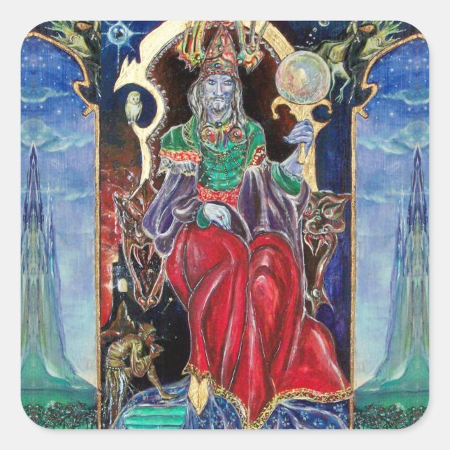 Adesivo Quadrado NEUROMANCER, vermelho azul (Frente)