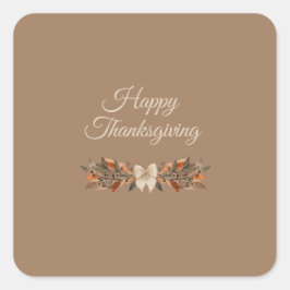 Adesivo Quadrado Neutral “Happy Thanksgiving” Fall Leaf Sticker
