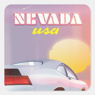 Adesivo Quadrado Nevada EUA carro esportivo pôr do sol