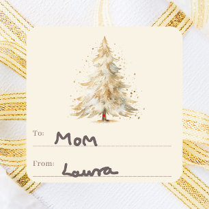 Adesivo Quadrado Neve de árvore até o Natal