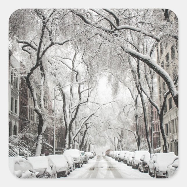 Adesivo Quadrado Neve de Natal Urbana no Brooklyn NY (Frente)