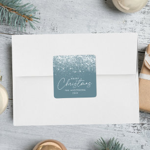 Adesivo Quadrado Neve Fuga Azul Frost Natal