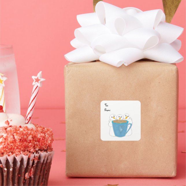 Adesivo Quadrado Neves Compartilhando um Sticker Quadrado Bebida (Festa)