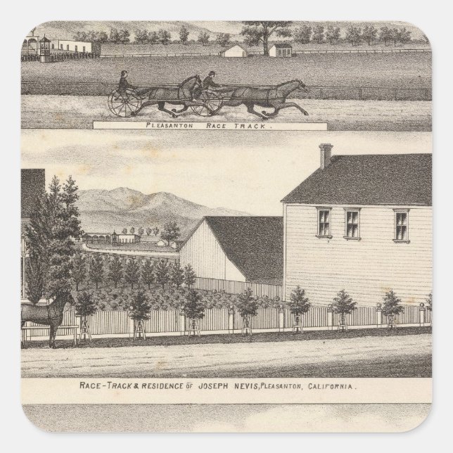 Adesivo Quadrado Nevis, residências verdes, fazendas (Frente)