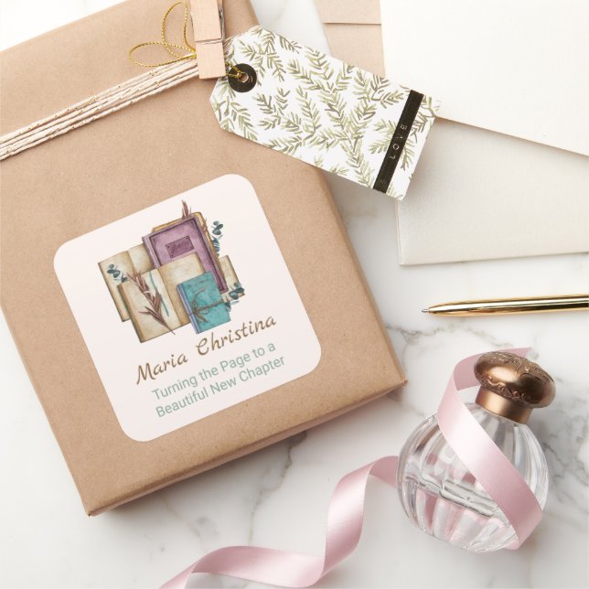 Adesivo Quadrado New Chapter Begins Floral New Beginnings (Presentear)