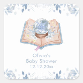 Adesivo Quadrado New Chapter Winter Floral Snowball Baby Shower 