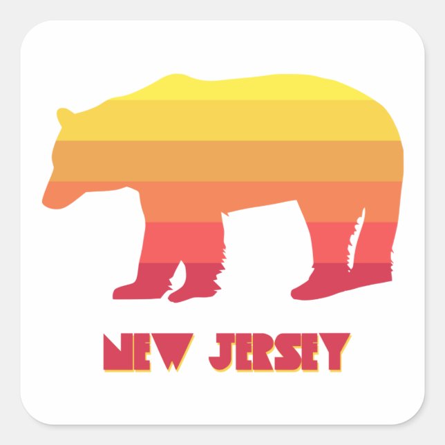 Adesivo Quadrado New Jersey Bear Rainbow (Frente)