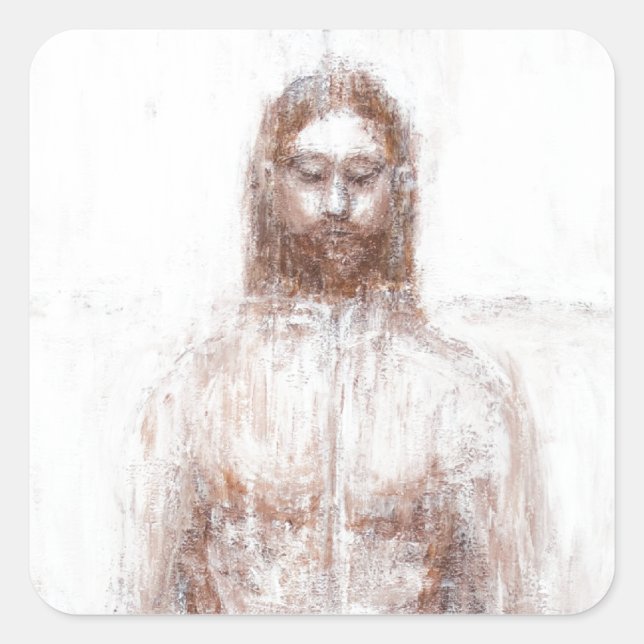 Adesivo Quadrado New Turin Shroud (Realismo Contemporâneo Jesus) (Frente)