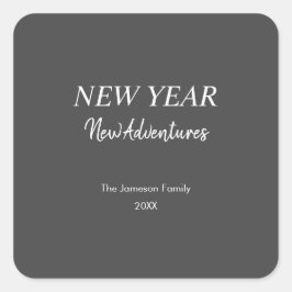 Adesivo Quadrado New Year New Adventures | Charcoal Gray Holiday