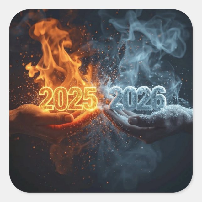 Adesivo Quadrado New Year New Beginnings Sticker (Frente)