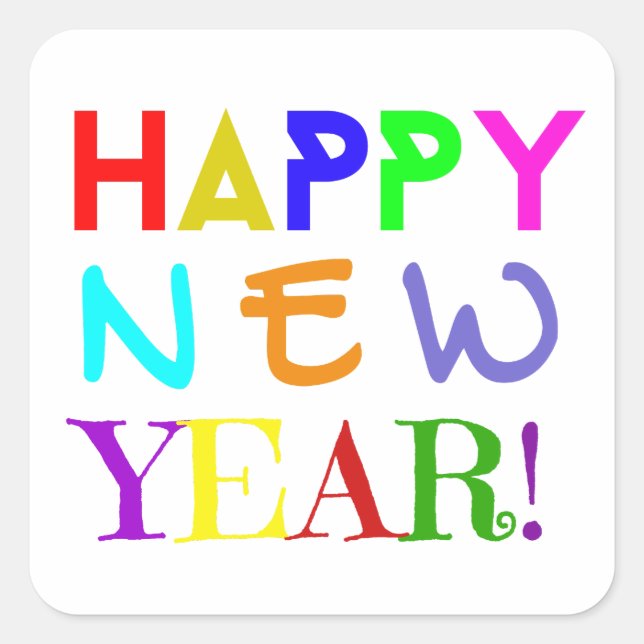 Adesivo Quadrado New Year Stickers (Frente)