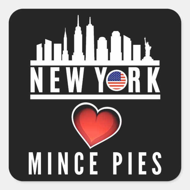 Adesivo Quadrado New York ama Mince Pies Cityscape (Frente)