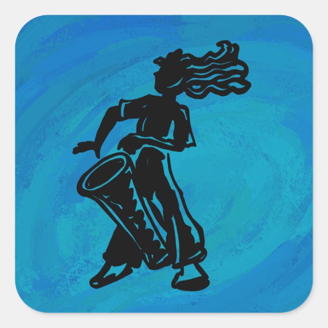 Adesivo Quadrado New York Boogie Nights Drum Blue (Frente)