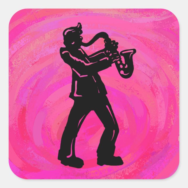Adesivo Quadrado New York Boogie Noites Saxofone Rosa Quente (Frente)