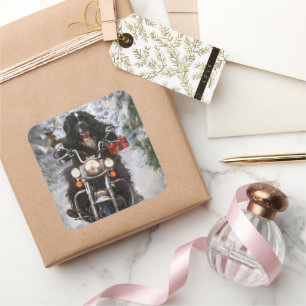Adesivo Quadrado Newland Dog Riding Motorcycle Christmas