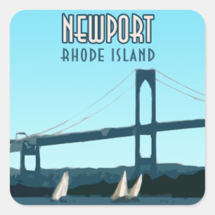 Adesivo Quadrado Newport Rhode - vintage dos veleiros da ilha