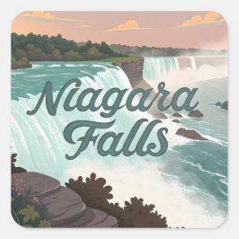 Adesivo Quadrado Niagara Falls Vintage Textured Illustration