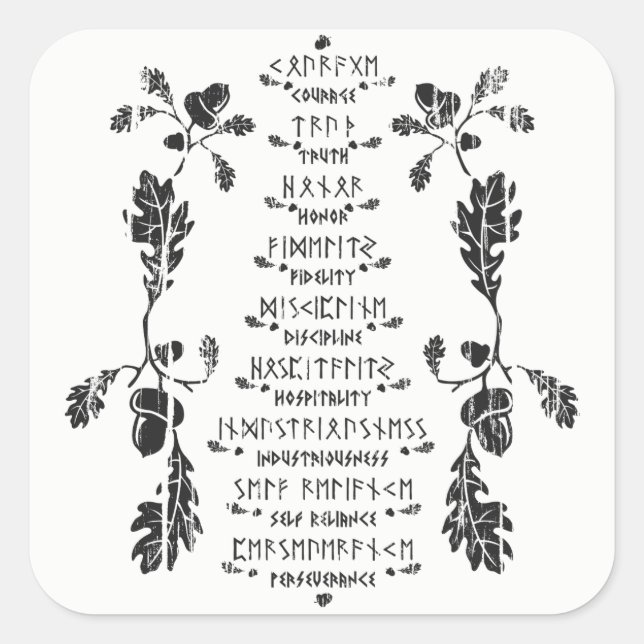 Adesivo Quadrado Nine Noble Virtude Sticker (Frente)