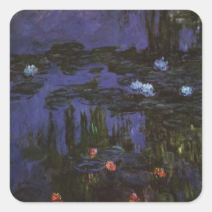 Adesivo Quadrado Ninféias de Claude Monet, Impressionismo Antigo