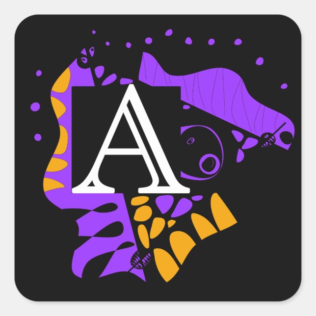 Adesivo Quadrado Ninho de aves - Letra inicial personalizada A (Frente)