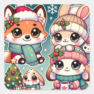 Adesivo Quadrado Nini e Koko's Cozy Winter