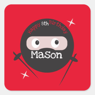 Adesivo Quadrado Ninja Martial Arts Karate Boys Aniversário