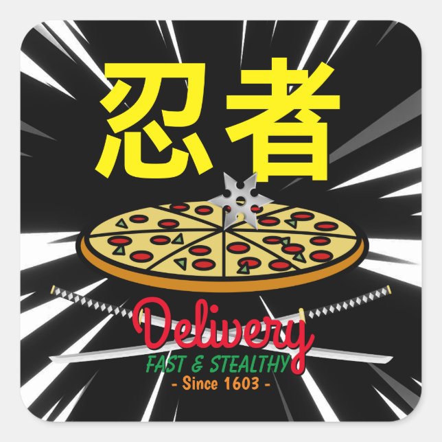 Adesivo Quadrado Ninja Pizza Delivery T-Shirt (Frente)