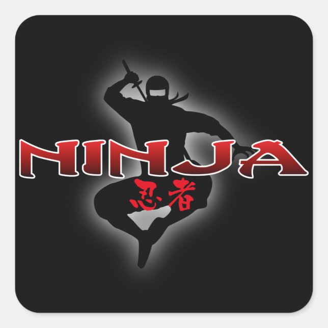 Adesivo Quadrado Ninja Silhouette (Frente)