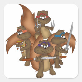 Adesivo Quadrado Ninja Squirrels