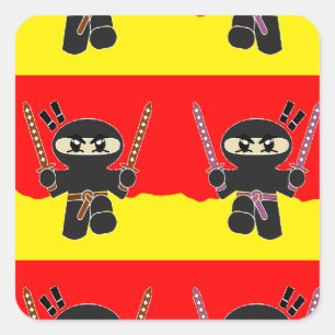 Adesivo Quadrado Ninjas raivosos