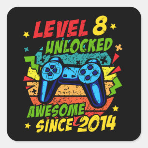 Adesivo Quadrado Nível 8 Desbloqueado Incrível 2014 Jogo 8º Aniv