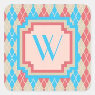 Adesivo Quadrado No bastão de Argyle da Praia