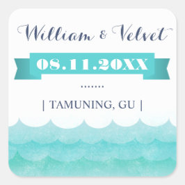 Adesivo Quadrado No Casamento Marítimo Náutico Vinhetas De Favor