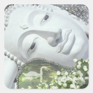Adesivo Quadrado No Jardim - Quan Yin e Flores