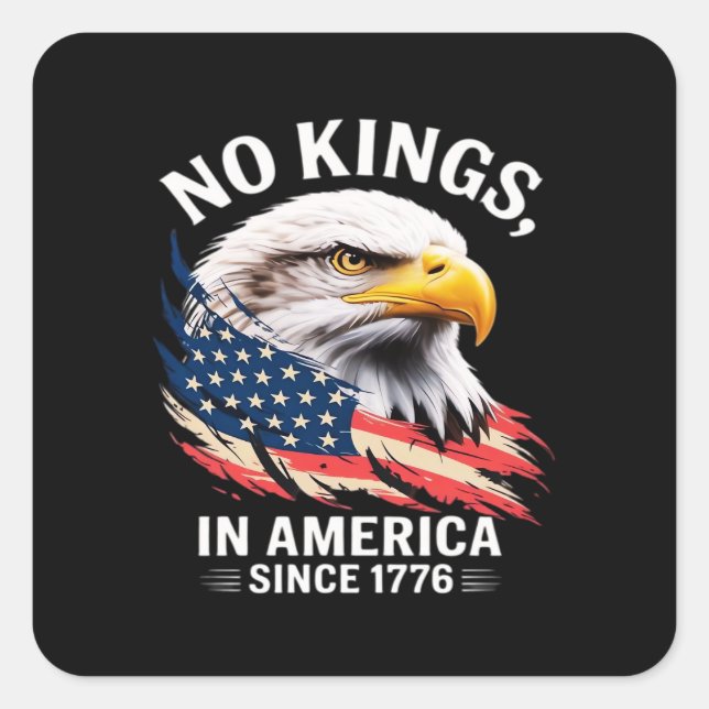 Adesivo Quadrado No Kings In America Classic Retro Graphic Design (Frente)